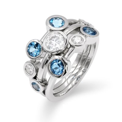 Lumbers Platinum Cascade 0.76cts Aquamarine & Diamond Ring