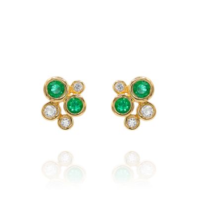 Lumbers 18ct Gold 0.25cts Emerald & Diamond Earrings