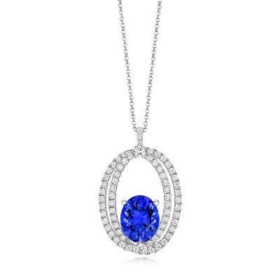 Lumbers 18ct Gold Oval Tanzanite & Diamond Necklace