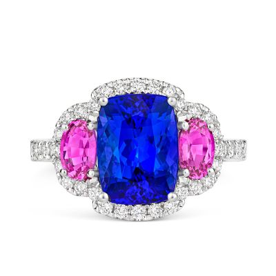 Lumbers 18ct Gold Tanzanite, Sapphire & Diamond Ring