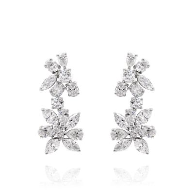 Lumbers Platinum 6.00cts Diamond Multi-Cut Earrings