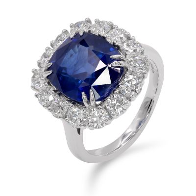 Lumbers Platinum 8.86ct Sapphire & Diamond Ring