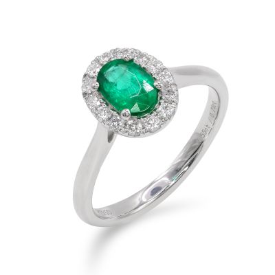 Lumbers Platinum 0.55ct Oval Emerald & Diamond Ring