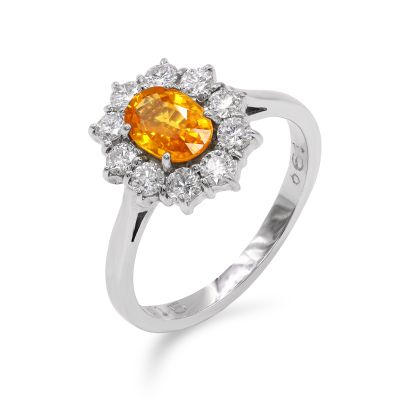 Lumbers 18ct Gold 1.15ct Yellow Sapphire & Diamond Ring