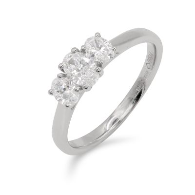 Lumbers Platinum 0.67cts Diamond Oval 3 Stone Ring