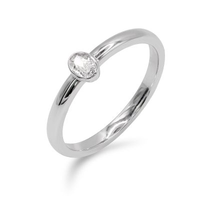 Lumbers 18ct Gold 0.13ct Diamond Oval Cut Ring