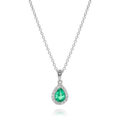 Lumbers 18ct Gold 0.23ct Emerald & Diamond Necklace