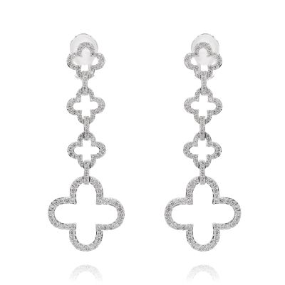 Lumbers 18ct Gold 2.38cts Diamond Drop Clover Earrings