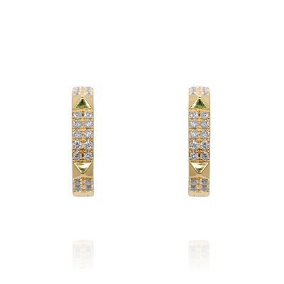 Lumbers 18ct Gold 0.25cts Diamond Stud Style Hoop Earrings
