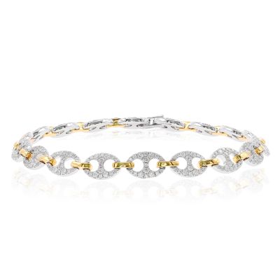 Lumbers 18ct Gold 1.64cts Diamond Oval Link Bracelet