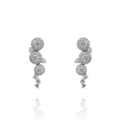 Lumbers 18ct Gold 1.17cts Diamond Cluster Drop Earrings