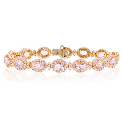 Lumbers 18ct Gold 9.37cts Morganite & Diamond Bracelet