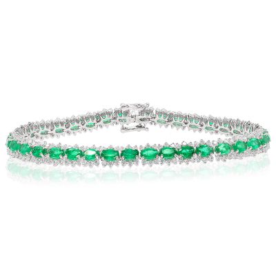 Lumbers 18ct Gold 8.31cts Emerald &  Diamond Bracelet