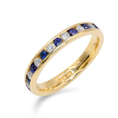 Lumbers 18ct Gold Sapphire & Diamond Half Eternity Ring