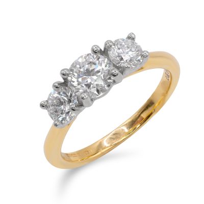 Lumbers Plat & 18ct Gold 1.34cts Diamond Three Stone Ring