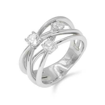 Lumbers Platinum Scatter 0.50cts Diamond Crossover Ring