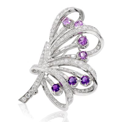 Lumbers Pre-Owned Plat Diamond & Amethyst Brooch