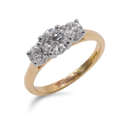 Lumbers 18ct Gold 1.09cts Brilliant Diamond 3 Stone Ring