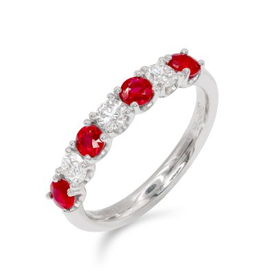 Lumbers Platinum 0.76cts Ruby & 0.45cts Diamond Ring