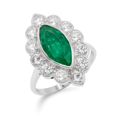 Lumbers Pre-Owned 18ct Gold Emerald & Diamond Ring