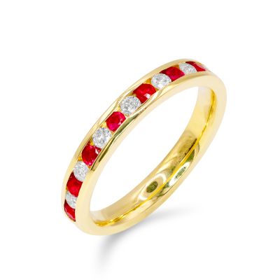 Lumbers 18ct Yellow Gold Ruby & Diamond Eternity Ring
