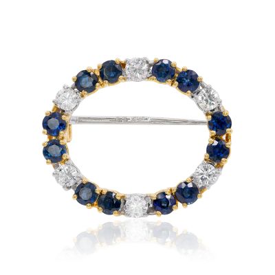 Lumbers Pre-Owned !8ct Gold Sapphire & Diamond Brooch