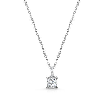 Love Lumbers Plat Princess cut 0.50ct LOVE claw set pendant