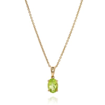 Lumbers 18ct Yellow Gold Oval Peridot Pendant