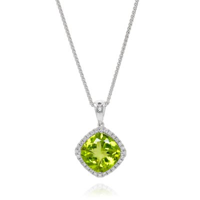 Lumbers 18ct Gold 3.45ct Peridot & Diamond Pendant