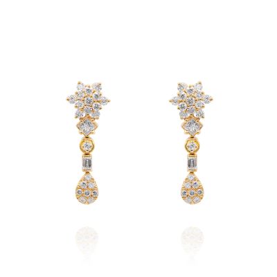 Lumbers Pre-owned 18ct Gold 1.32cts Diamond Drop Earrings