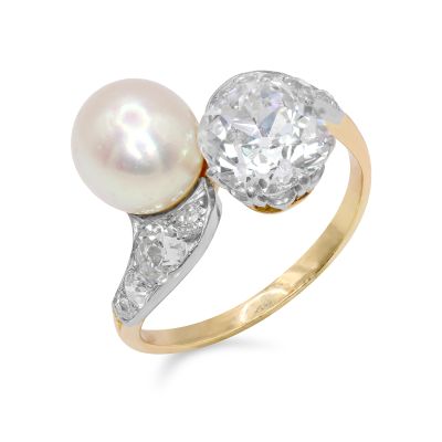 Lumbers Pre-Owned 18ct Gold Pearl & 1.00cts Diamond Ring