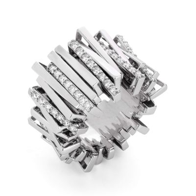 Lumbers Aurelia 18ct Gold 0.81cts Diamond Bar Ring - L