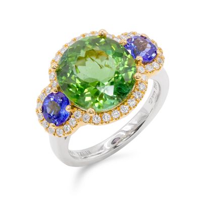 Lumbers 18ct Gold Tourmaline, Tanzanite & Diamond Ring