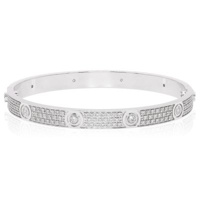 Lumbers 18ct Gold 2.36cts Diamond Pave Love Bangle
