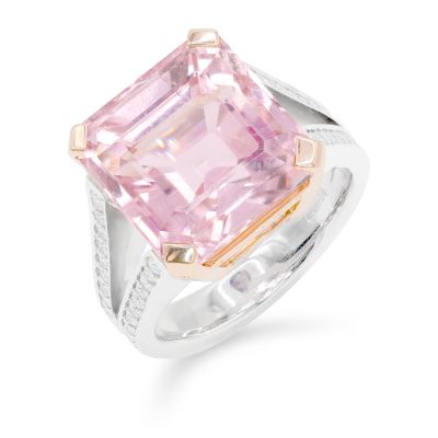 Lumbers Plat & 18ct Gold Pink Tourmaline & Diamond Ring