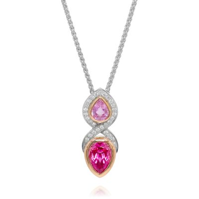 Lumbers Platinum Pink Sapphire & Tourmaline Necklace