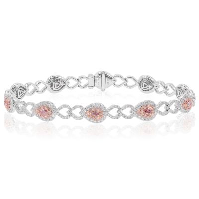 Lumbers 18ct White Gold Pink & White Diamond Bracelet