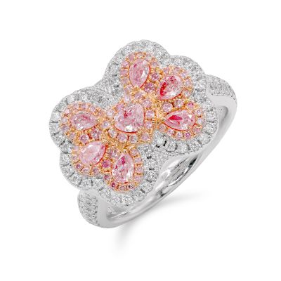 Lumbers 18ct Gold 1.50cts Pink & White Diamond Ring