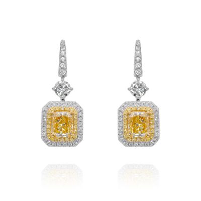 Lumbers 18ct Gold 2.63cts Yellow & White Diamond Earrings
