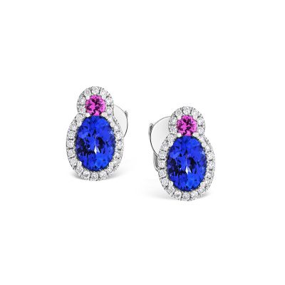 Lumbers 18ct Gold 0.30cts Tanz Sapphire & Diamond Earrings