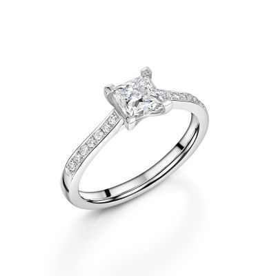  Love Lumbers Platinum Diamond Princess Cut & Diamond Shoulder