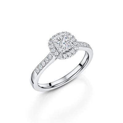 Love Lumbers Platinum Diamond Cushion Cut Halo & Shoulder