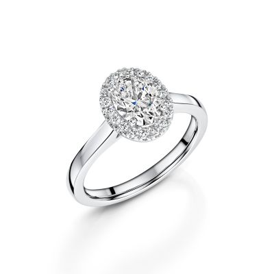  Love Lumbers Platinum Diamond Oval Ring with Halo