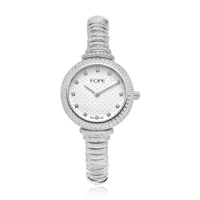 Fope Fope Flex'it 18ct White Gold Diamond Pave Watch