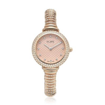Fope FOPE Flex'it 18ct Rose Gold Pave Diamond Watch