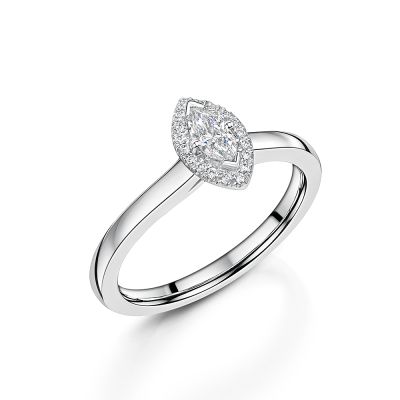 Love Lumbers Love Lumbers Platinum 0.23ct Marquise Cut Diamond Ring With Halo